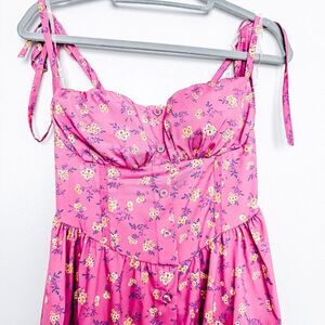 Civico Pink Floral Spaghetti Strap Midi Dress Size 4
